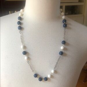 Blue and White Necklace with Delicate Beads